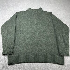 Pacas Sweater Mens 2XL Green Baby Alpaca Wool 1/4 Zip Mock Neck Pullover